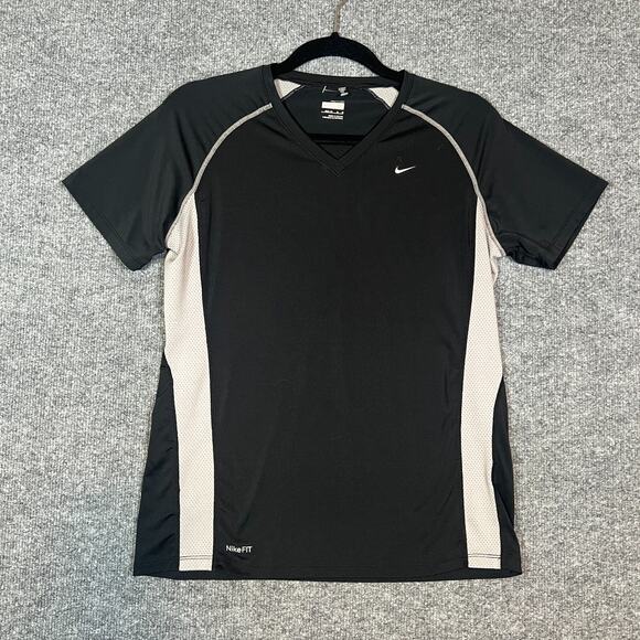 Nike Shirt Womens Medium Black Crewneck Short Sleeve Performance Stretch - Picture 2 of 11